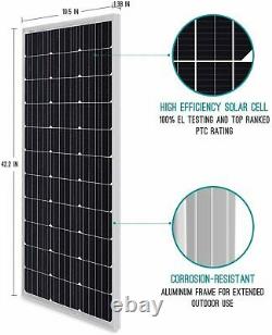 100 Watt 12 Volt Monocrystalline Solar Panel Starter Charger Controller Kit New