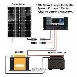 100 Watt Monocrystalline Solar Panel Kit With30A Regulator Battery Charging RV Car