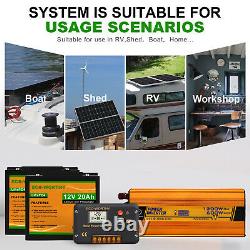 100W 200W Watt Solar Panel Complete Kit with Inverter LiFePO4 Battery for RV