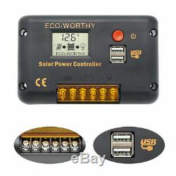 120W Watt Mono Solar Panel Starter Kit 20A LCD Controller Battery Charger For RV