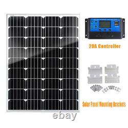 12V 100W 100 Watt Monocrystalline Solar Panel Kit Home Battery Charger RV Marine