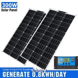 150/300 Watts Solar Panel Kit w Hi-Efficiency Monocrystalline Solar Panel 12/24V
