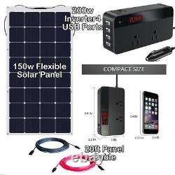 150 watt Flexible Solar Panel 400w Inverter Kit 10awg Solar Panel Cable USA