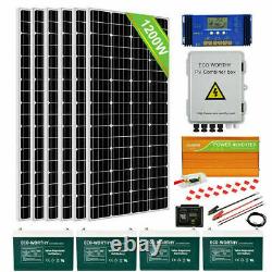 1600W 1200W 800W 600W 400W 200W Watt Solar Panel Kit For Off Grid Home RV Marine