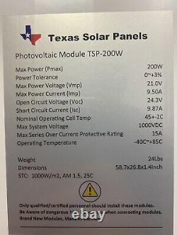 200 Watt 12 Volt Mono Solar Panel 200w 12V Off Grid RV Marine Battery Charging