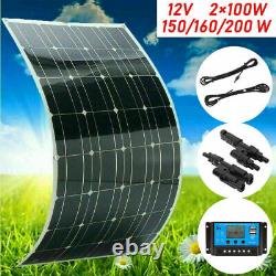 200 Watt Solar Panel Kit with Solar Charge Controller 12V RV Boat Off Grids US