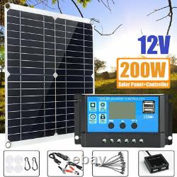 200 Watt Solar Panel System Kit 100A 12V for Home RV Trailer Off Grid Living US