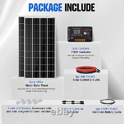 200 Watts 12 Volt/24 Volt Solar Panel Kit with High Efficiency Monocrystalline S