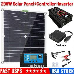 200 Watts Solar Panel Kit 100A 12V Battery Charger Controller with 6000W Inverter