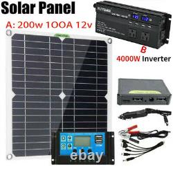 200 Watts Solar Panel Kit 100A 12V Battery Controller Charger 4000W Inverter Set