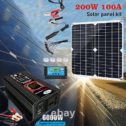 200 Watts Solar Panel Kit +6000W Power Inverter+11 in 1 Survival Kit +Flashlight