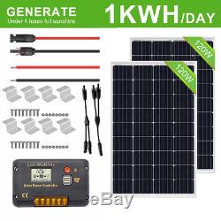 200W 240W Watt 12Volt 2-120W Solar Panel Kit Battery Charge For RV Trailer Home