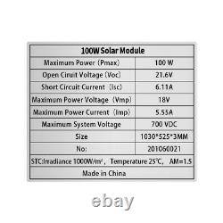 200W 2PCS 100 Watt Monocrystalline Solar panel Flexible Car RV Marine Off Grid