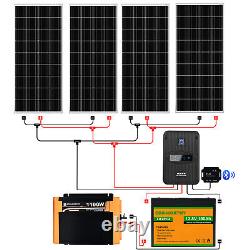 200W 400W Watt 12V MPPT Solar Panel Kit 100Ah Lithium Battery Charge RV Off Grid
