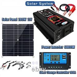 200W Solar Panel Kit 100A 12V Battery Charger with Controller&600 Watts Inverter