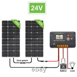 200W Watt Mono Solar Panel Kit 24V Volt 230A Charge Controller Off-Grid Home RV