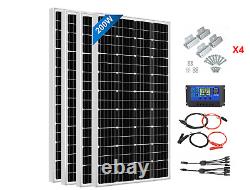 200W solar panel kit 12V Mono Off-Grid Battery Charge Power Home RV Boat 200Watt