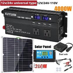 200Watts Solar Panel Kit 6000W Car Power Inverter 12V 100A Home 110V Grid System