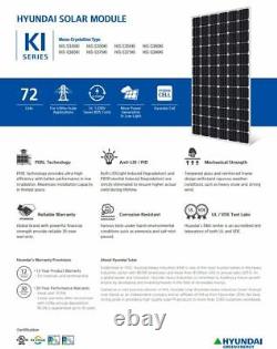 (24 pcs) NEW Hyundai 360 Watt Monocrystalline Solar Panels 72 Cells