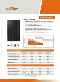 255 watt mono 24v solar panels all black Tier 1 new Grade A Lot of 6 1.53kw