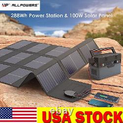 288Wh Power Station Solar Generator + 100W Solar Panel for RV Emergency Camping