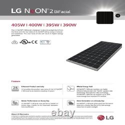 405 W LG solar panel LG405N2T-J5 Bifacial-Pallet of 25-Total Power 10125 Watts