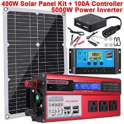 5000Watts Inverter 400W Solar Panel Kit Battery Charger 100A Controller Off Grid