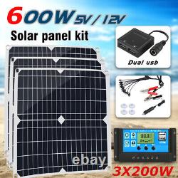600 Watts Solar Panel Kit 100A 12V Battery Charger with Controller Caravan Boat US