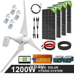 600W 800W 1200W Watt Hybrid Solar Wind Power Kit For Home Farm Battery Charge