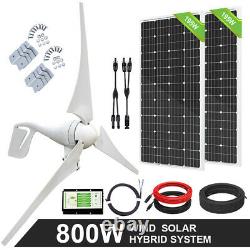 600W 800W 1200W Watt Hybrid Solar Wind Power Kit For Home Farm Battery Charge