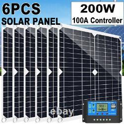 6PCS 200 Watts Solar Panel Kit 12V Battery Charger 100A Controller Caravan Boat
