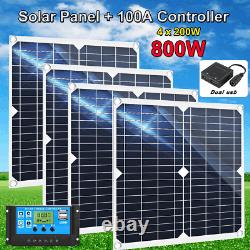 800 Watts Solar Panel Kit 12V Battery Charger Home Caravan Boat +100A Controller
