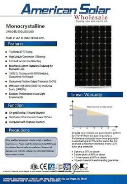 American Solar Wholesale 280W 20 pieces (5600 watts) MONO Solar Panels