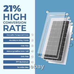 BougeRV 170 Watts Solar Panel 12 Volts Monocrystalline Solar Cell Charger Hig