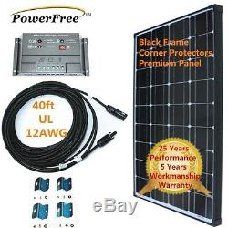 COMPLETE KIT Black Frame 100w 100 Watt Mono Solar Panel for 12v Battery RV Boat