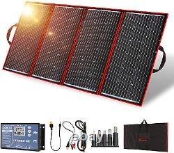 DOKIO 300 Watts 18 Volts Portable Foldable Solar Panel Monocrystalline with Char