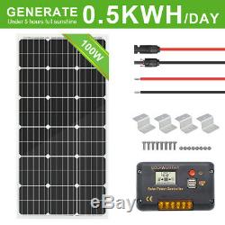 ECO 100W 200W Watt Solar Panel Kit 12V Battery Charge Controller RV Caravan Boat