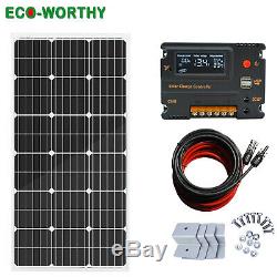 ECO 100W 200W Watt Solar Panel Kit 12V Battery Charge Controller RV Caravan Boat