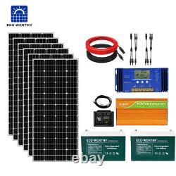ECO 1200W Watt 24V Off Grid Solar Panel Kit For Home Camping RV Marine Shed US