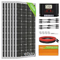 ECO 1200W Watt Solar Panel Kit Solar Power System For Home RV Marine Off Grid