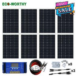 ECO 120W 240W 720W 960W Watt Solar Panel kit 12V/24V Battery Charge Home RV US