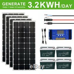 ECO 800W 400W Watt Solar Panel Kit 100AH Amp-Hour Battery RV Marine Camping US