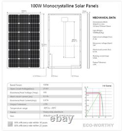 ECO-WORTHY 100W 50 Watt Monocrystalline Solar Panel 12V RV Car Boat Camping