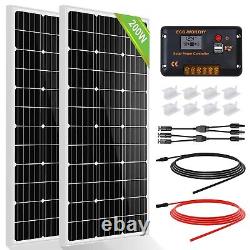 ECO-WORTHY 200 Watts 12 Volt/24 Volt Solar Panel Kit with High Efficiency Mon