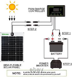 Flexible Solar Panel 50W 12V Monocrystalline Bendable 50 Watt 12Volt Semi-Flexib