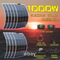 Flexible Solar Panel Kit 50A Controller Cable PV Adapter Wire Power Source Tools