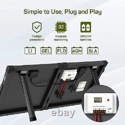 HQST 100 Watt 12 Volt Portable Solar Panel Suitcase with 30A PWM Controller