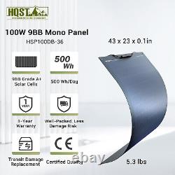 HQST Solar Panel 100 Watt 12 Volt Monocrystalline Portable Flexible Lightweight