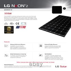 LG Solar Panels 335 Watt- LG335N1C-V5. AUS. Pallet of 10 LG NeON 2 Series