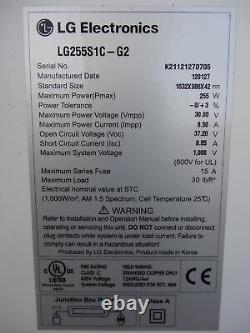 Lot of 22 LG LG255S1C-G2 255 Watt 255W 30V 8.5A 64.3 x 38.8 Solar Panels